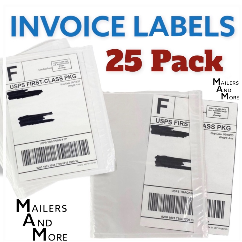 25 (7.5 X 5.5) Clear Postage Invoice Label Pockets PRICE IS FIRM - Picture 5 of 9